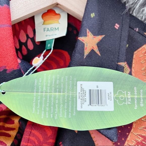 Farm Rio Mixed Black Prints Fleece Shirt Jacket size Small - Picture 10 of 11